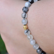 Load image into Gallery viewer, Tourmalated Quartz Beaded Anklet
