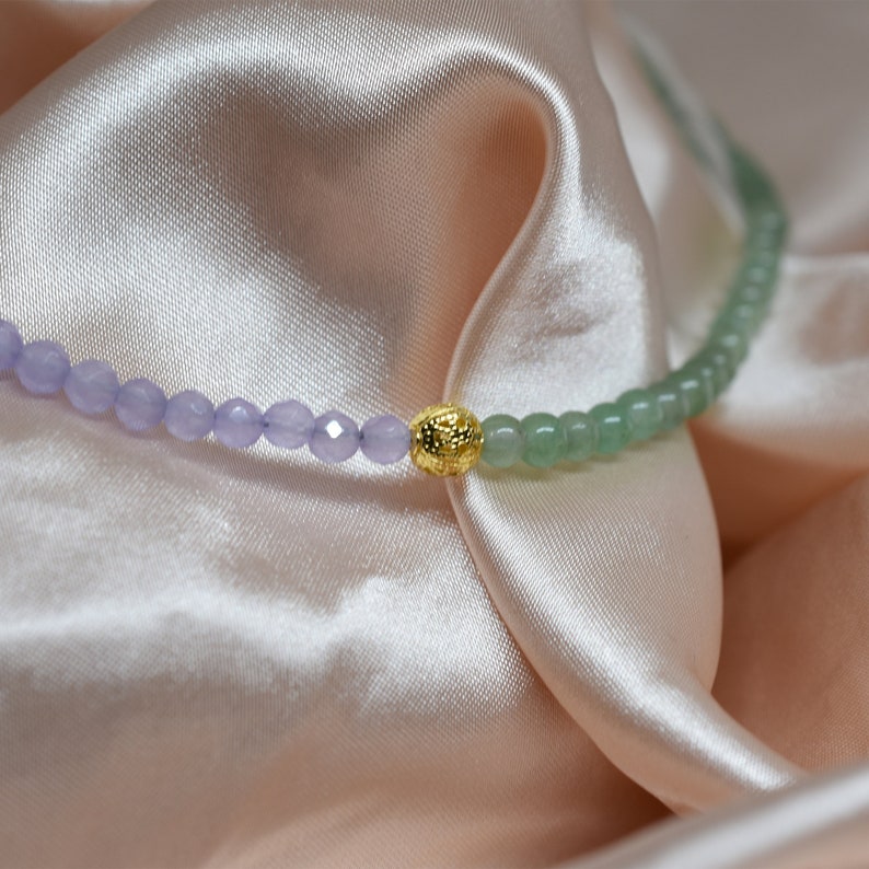 Faceted Amethyst and Green Aventurine Beaded Choker