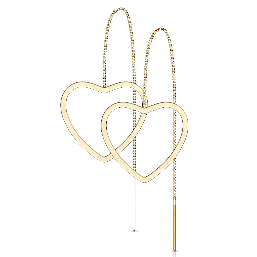 Dangling Chain Link Heart Earrings