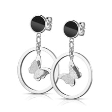 Load image into Gallery viewer, Stainless Steel Dangling Butterfly Earrings
