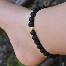 Load image into Gallery viewer, Black Lava Onyx Beaded Anklet
