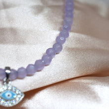 Load image into Gallery viewer, Faceted Amethyst Evil Eye Beaded Necklace
