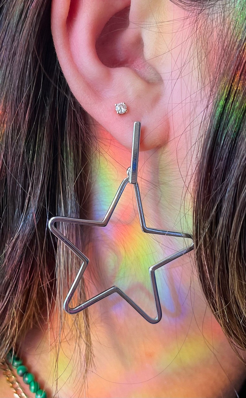 Stainless Steel Dangling Star Earrings