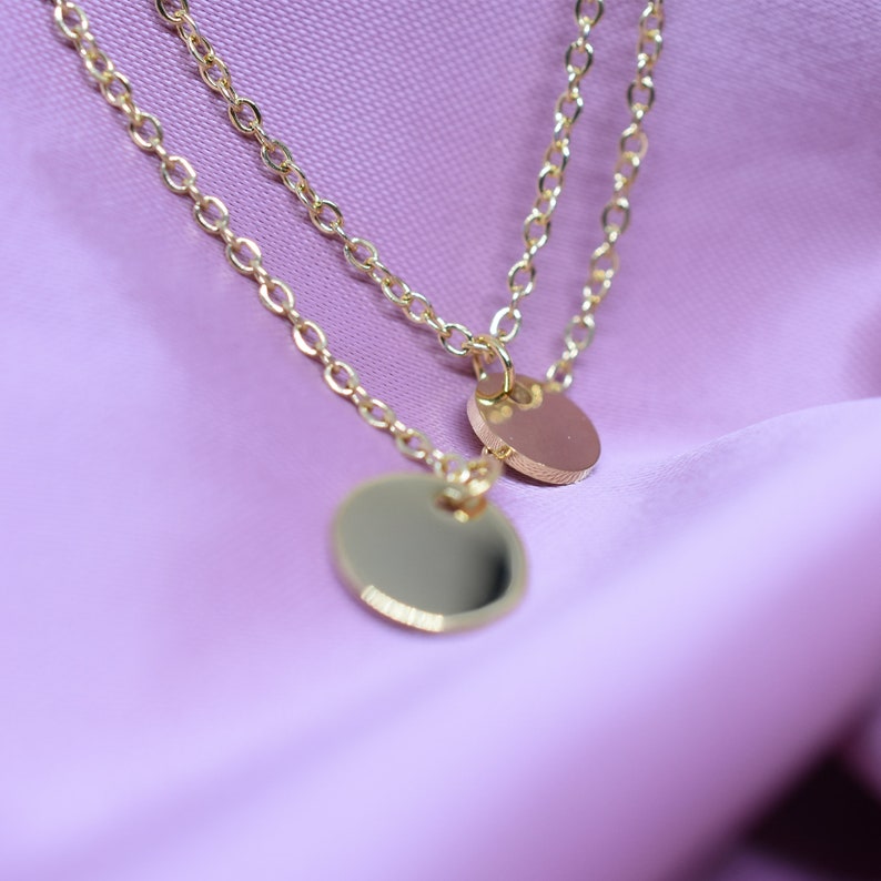 Double Layered Round Plate Chain Necklace